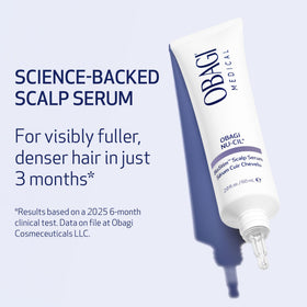 Obagi Medical serum texture on fingertip illustrating fast-absorbing, lightweight feel