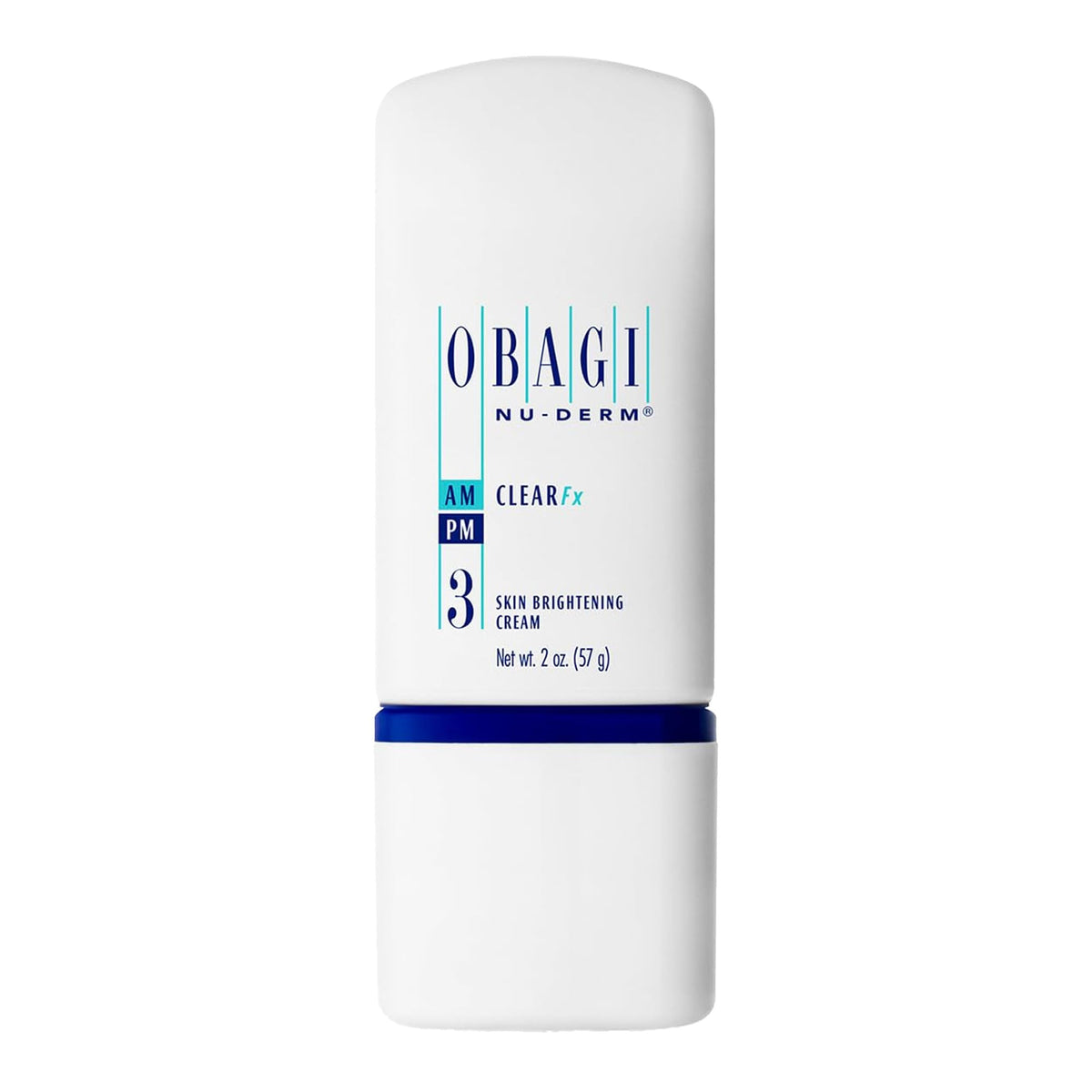 Obagi Medical front packaging showing Clear FX cream and brightening benefit
