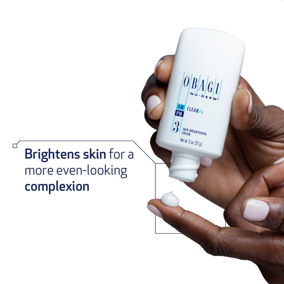 Obagi Medical texture close-up of Clear FX cream showing smooth application benefit