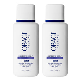 Obagi Medical Nu-Derm Foaming Gel front packaging showing professional cleanser benefits