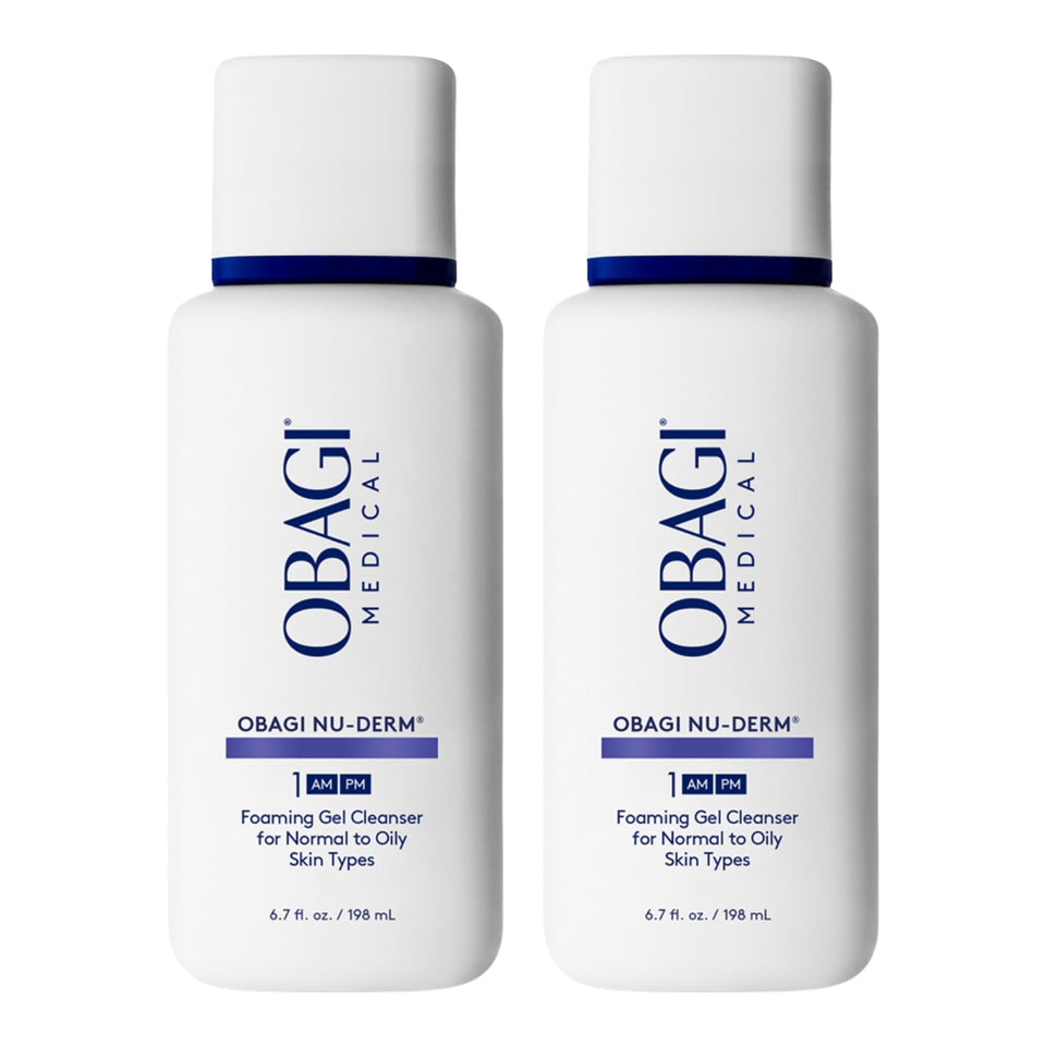 Obagi Medical Nu-Derm Foaming Gel front packaging showing professional cleanser benefits