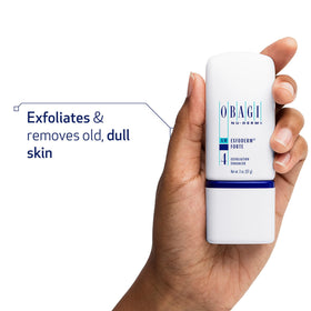 Obagi Medical Nu-Derm Exfoderm Forte dispensed texture on hand highlighting lightweight, fast-absorbing lotion