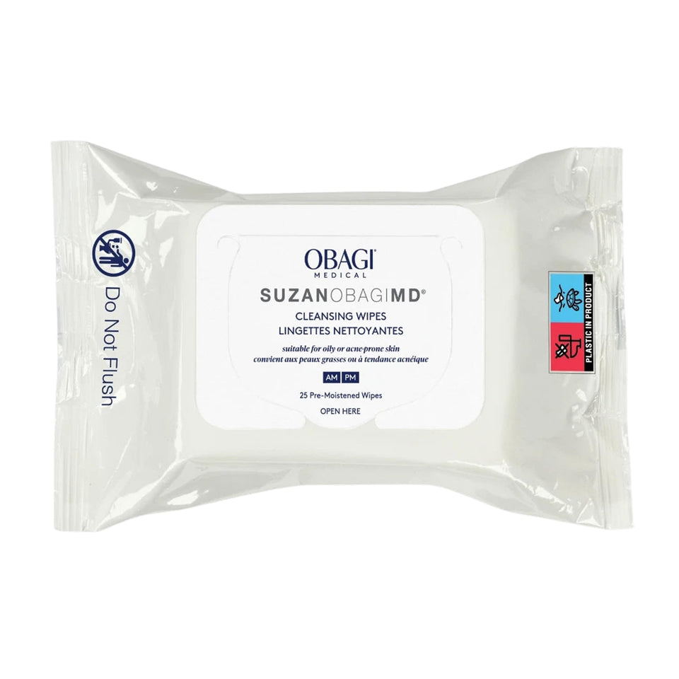 Obagi Medical front packaging showing 25-count wipes and portability benefit