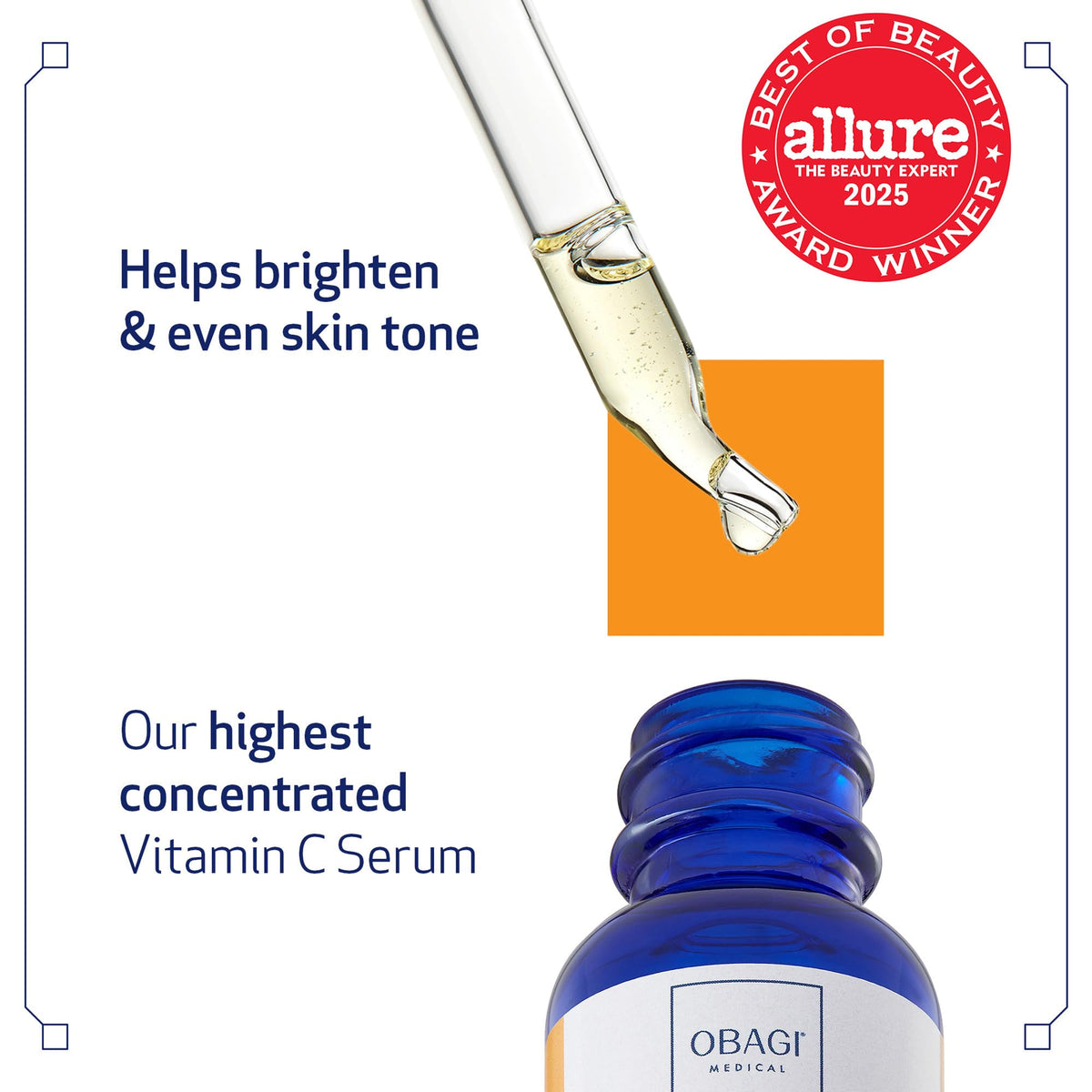 Obagi Medical pump dispensing serum illustrating controlled application and hygiene