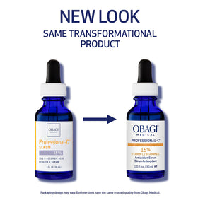 Obagi Medical serum drop dispensing highlighting texture and easy application benefit