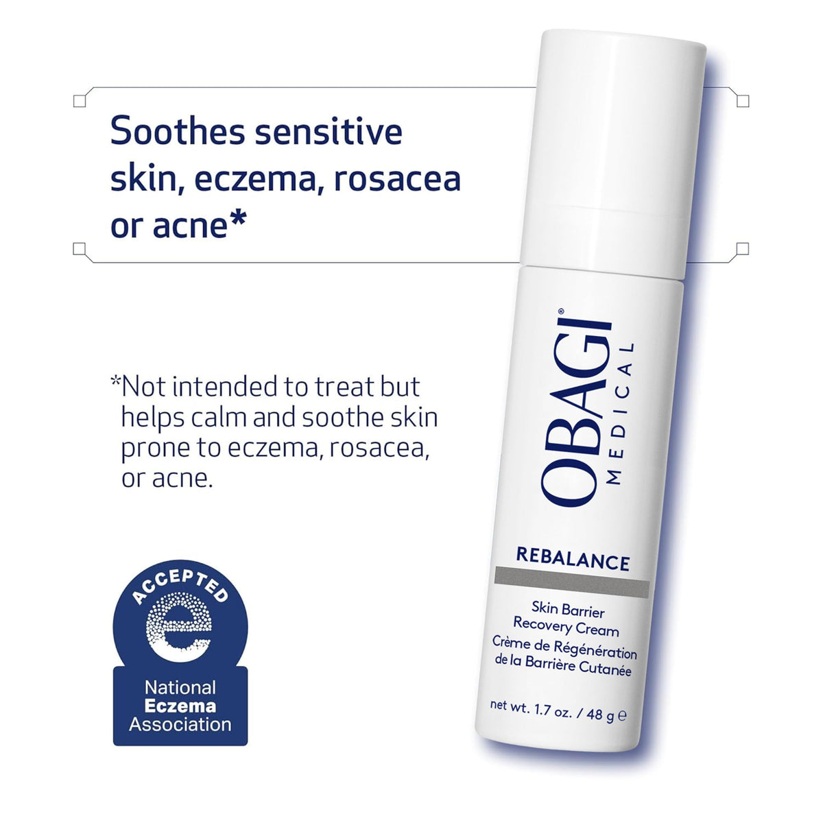 Obagi Medical cream on fingers ready to apply for immediate soothing relief