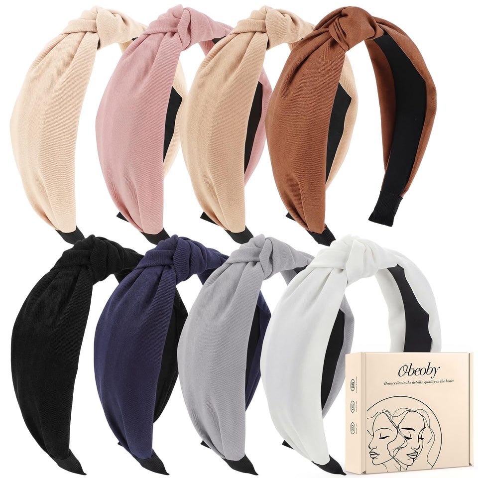 obeoby front view of eight headbands shows color variety and neat packaging benefit easy selection