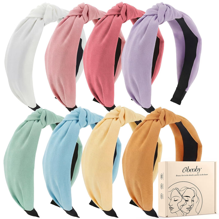 obeoby front view of eight headbands showing colors and packaging, perfect for gifting