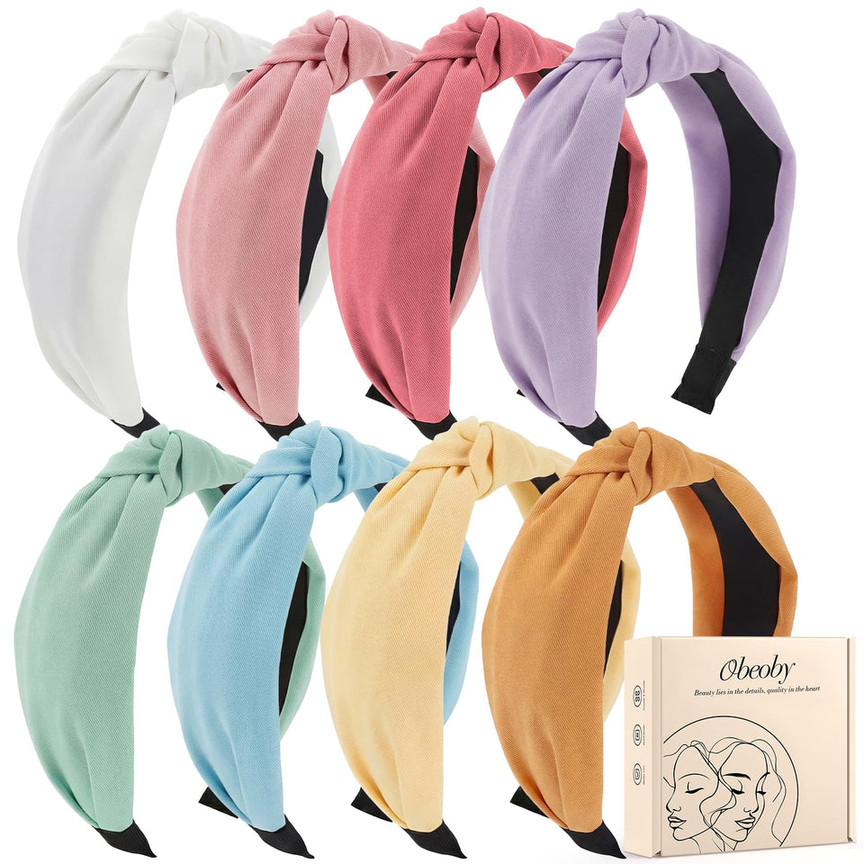 obeoby front view of eight headbands showing colors and packaging, perfect for gifting