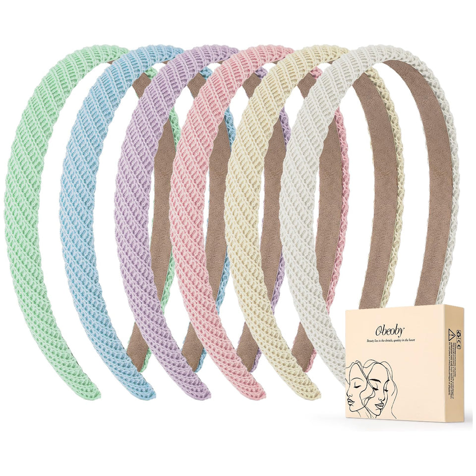 obeoby front packaging showing six pastel headbands and clear set benefit