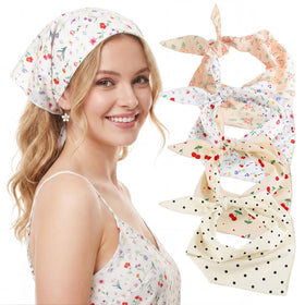 obeoby front view of four scarf pack showing vibrant floral prints and variety