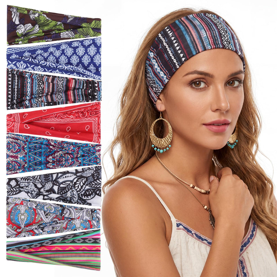 obeoby front pack view showing eight colorful headbands and variety benefit
