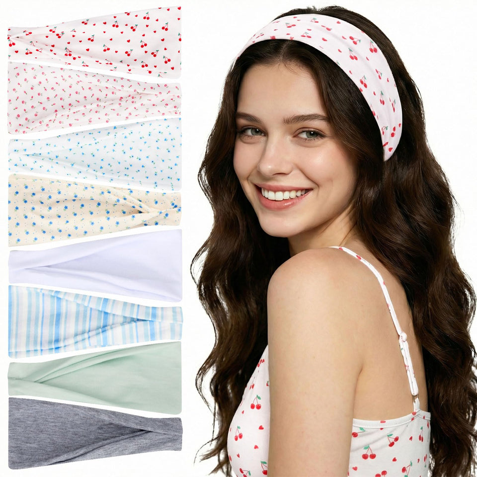 obeoby front pack view showing eight printed headbands and instant outfit variety
