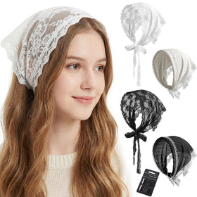 obeoby front pack showing four white lace bandanas, ideal for brides