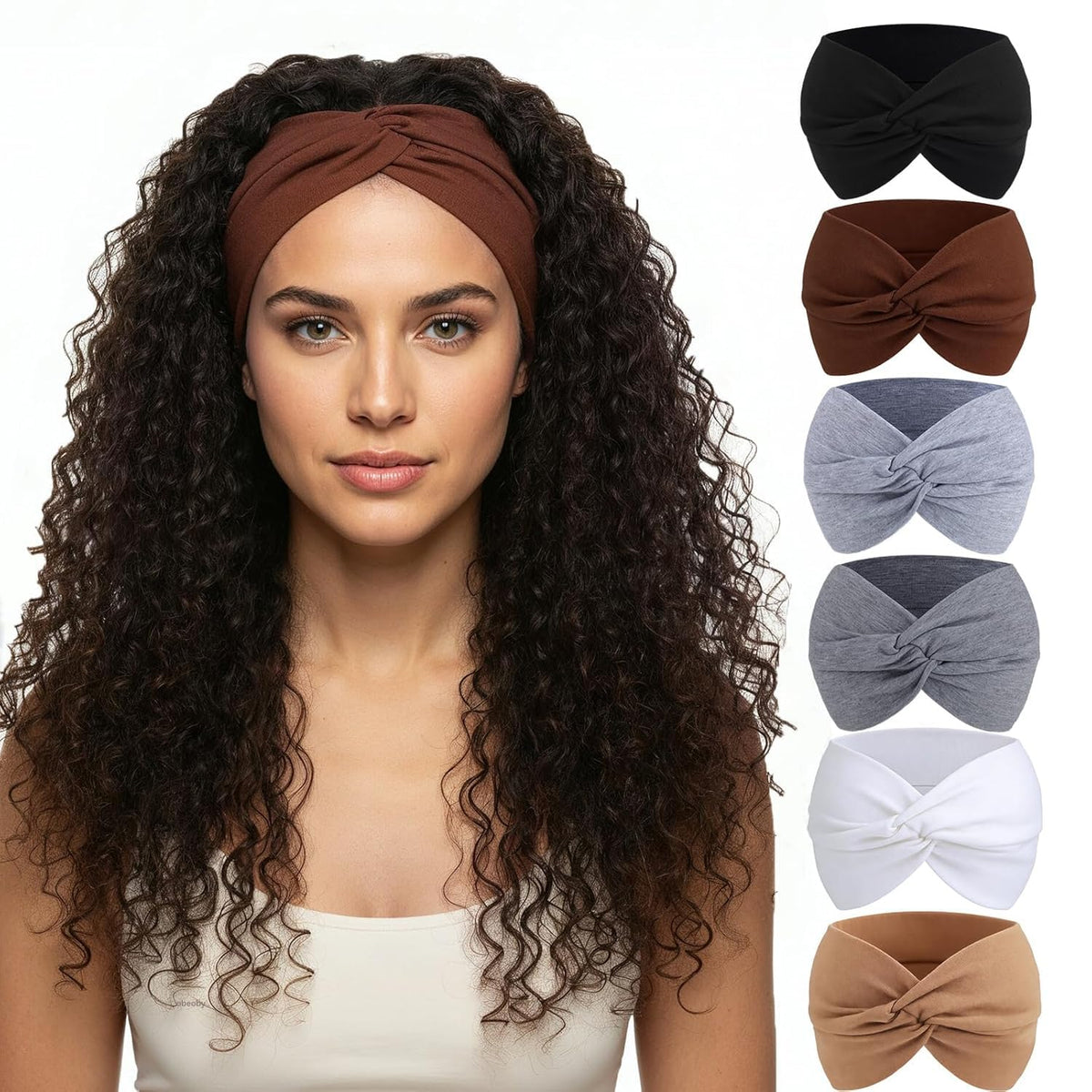 obeoby front pack of six wide turban headbands, organized for variety and convenience
