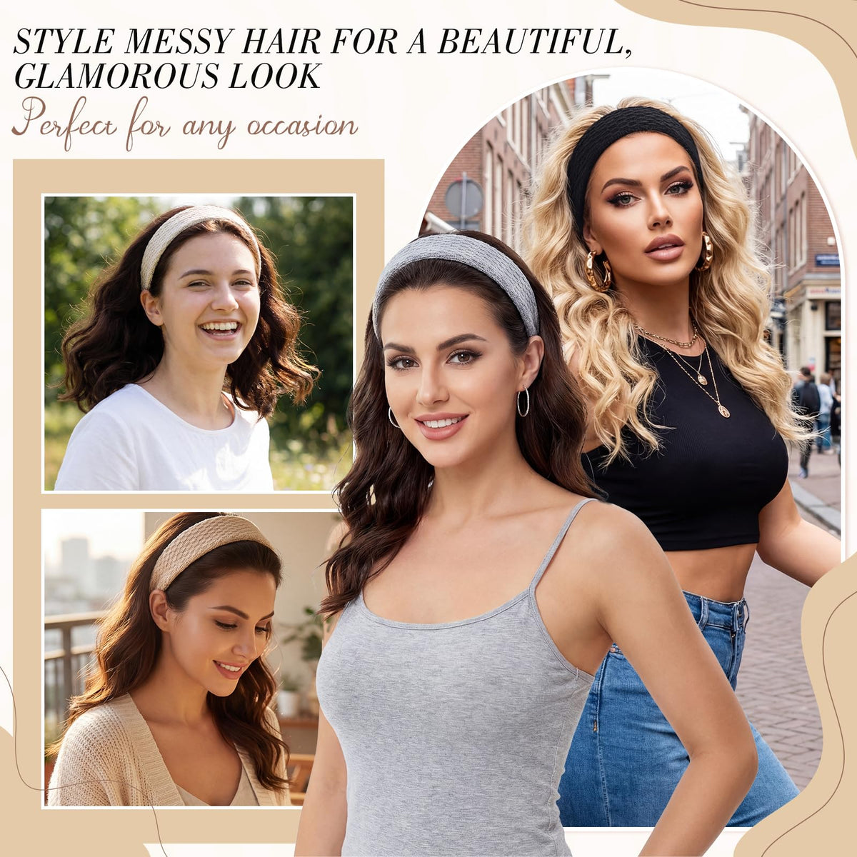 obeoby hand holding headband to show scale and wearable size