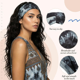 obeoby headband worn during yoga, keeps hair controlled and sweat-managed