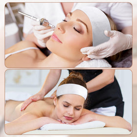 obeoby headband worn in spa setting promoting hygienic treatments and relaxation