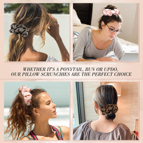 obeoby three-color scrunchies laid flat, versatile neutral shades