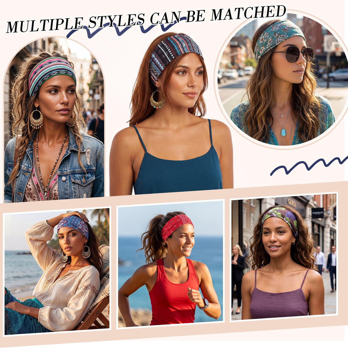 obeoby eight headbands laid flat displaying colors for outfit matching