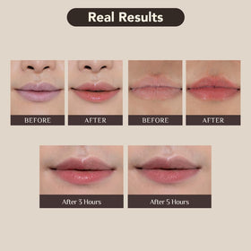 OBgE application on lips demonstrating one-swipe hydration and tint