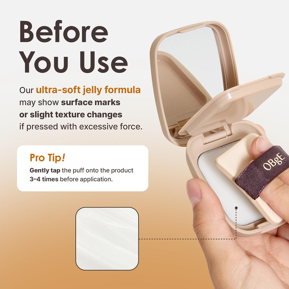 OBgE in use on model T-zone for matte, shine-free finish
