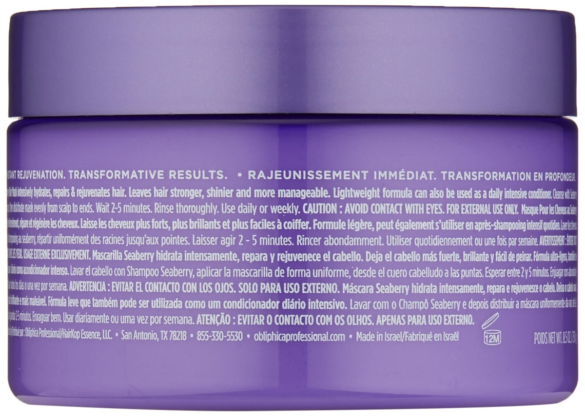 Obliphica Seaberry mask texture close-up highlighting creamy richness and moisture boost