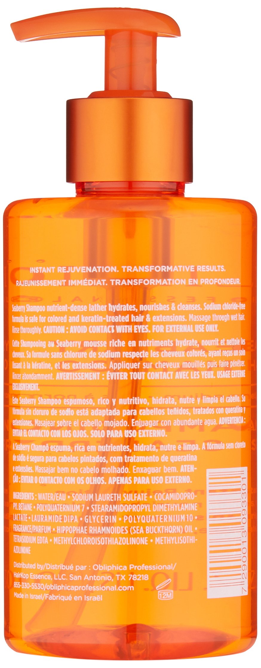 Obliphica Professional shampoo texture close-up highlighting non-greasy hydration