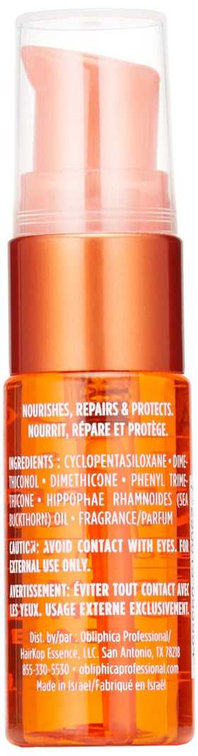 Obliphica close-up of serum drop on finger highlighting lightweight absorption benefit