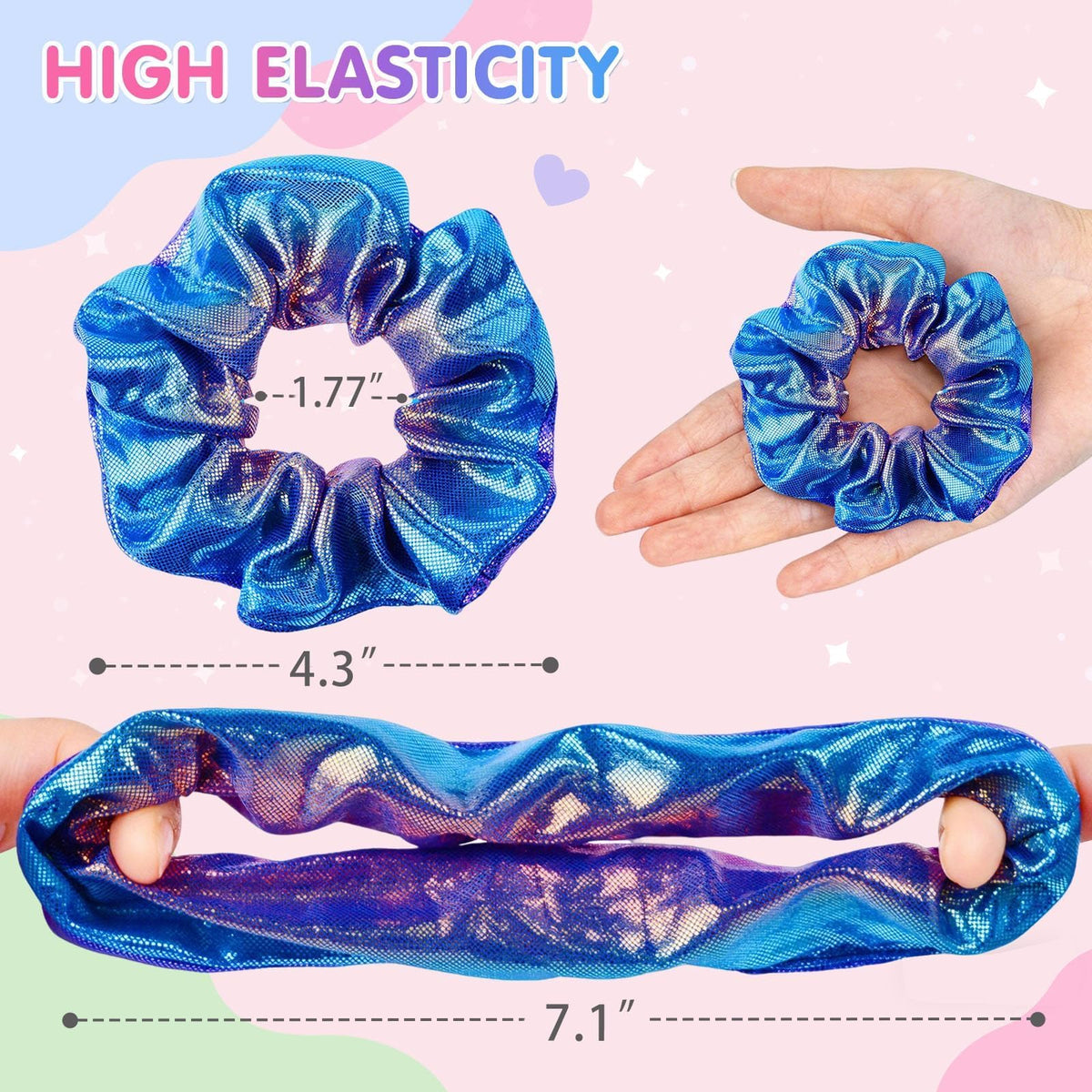 OCATO stretched scrunchie to show maximum elasticity and secure hold