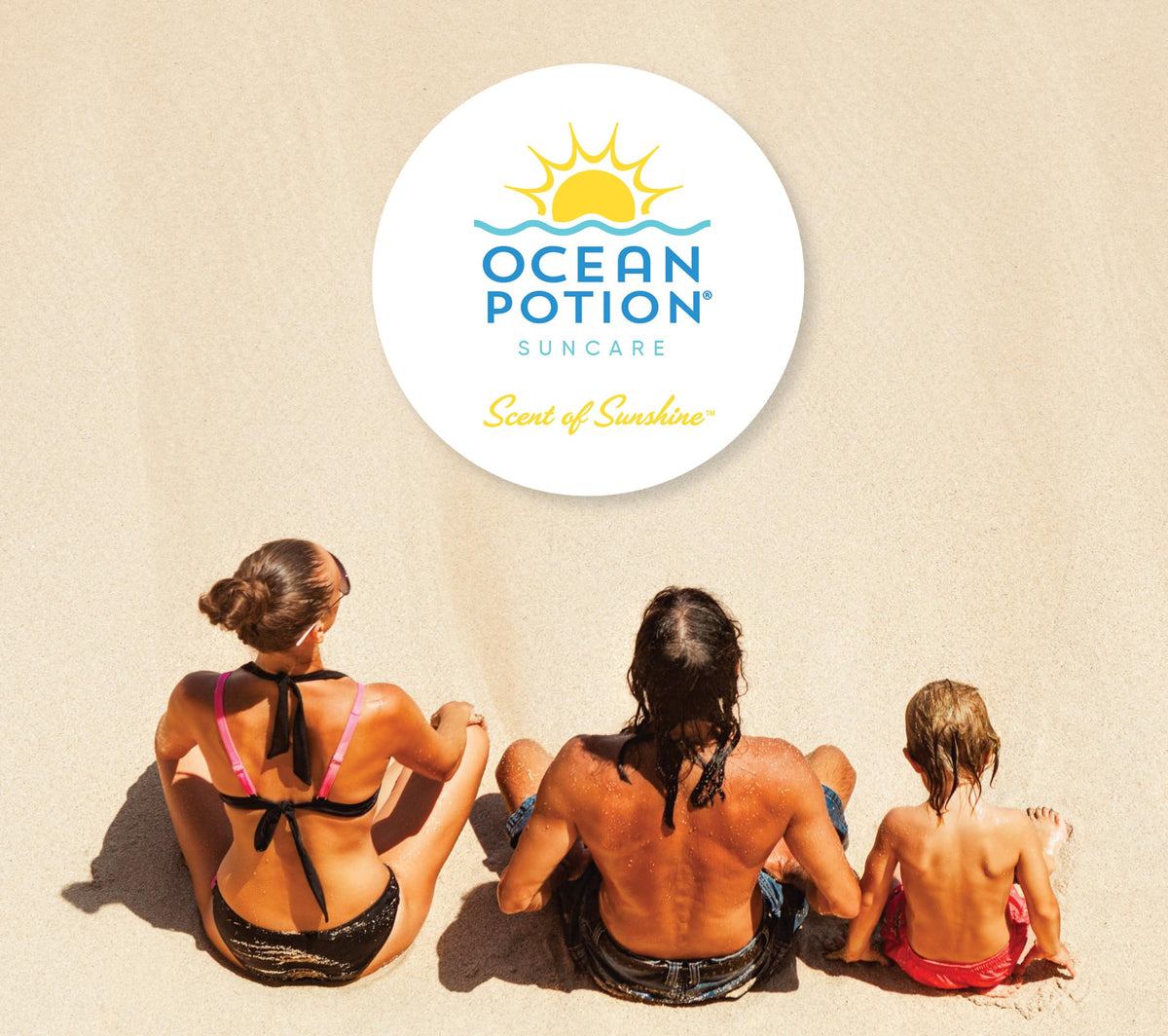 Ocean Potion lifestyle on beach towel conveying lightweight scented comfort