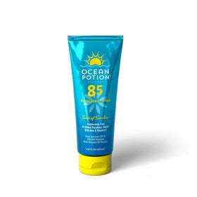 Ocean Potion front bottle showing SPF 85 and travel-ready size benefit
