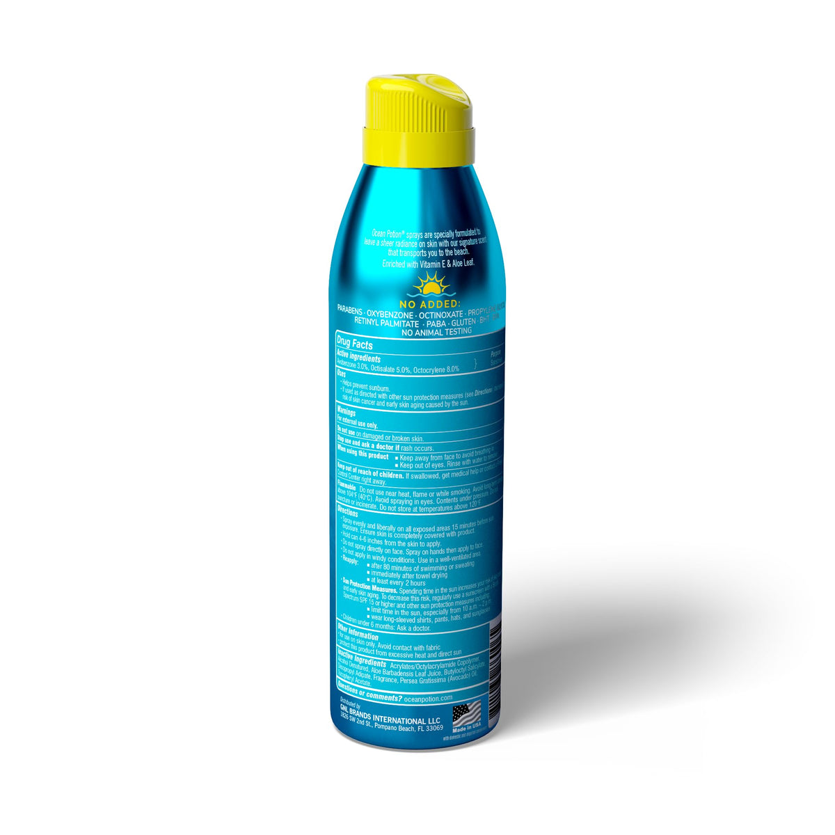 Ocean Potion back label with ingredients and usage instructions