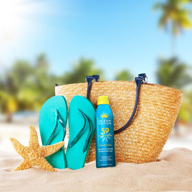 Ocean Potion next to smartphone showing compact travel size