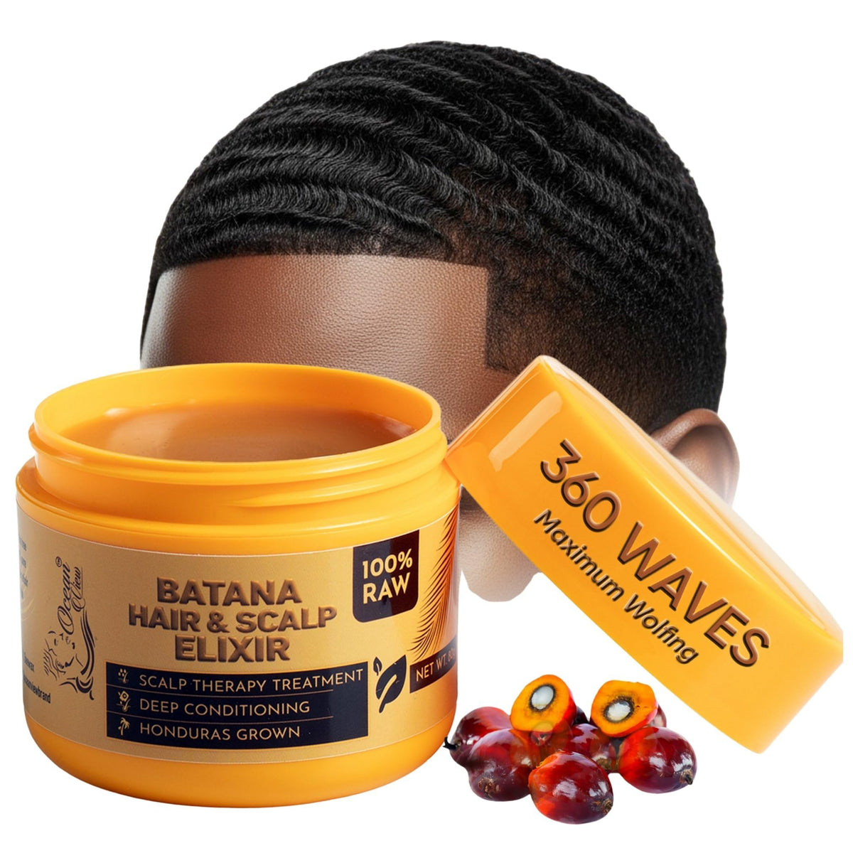Ocean View Deep Waves pomade jar front showing label, clear product identity and benefit