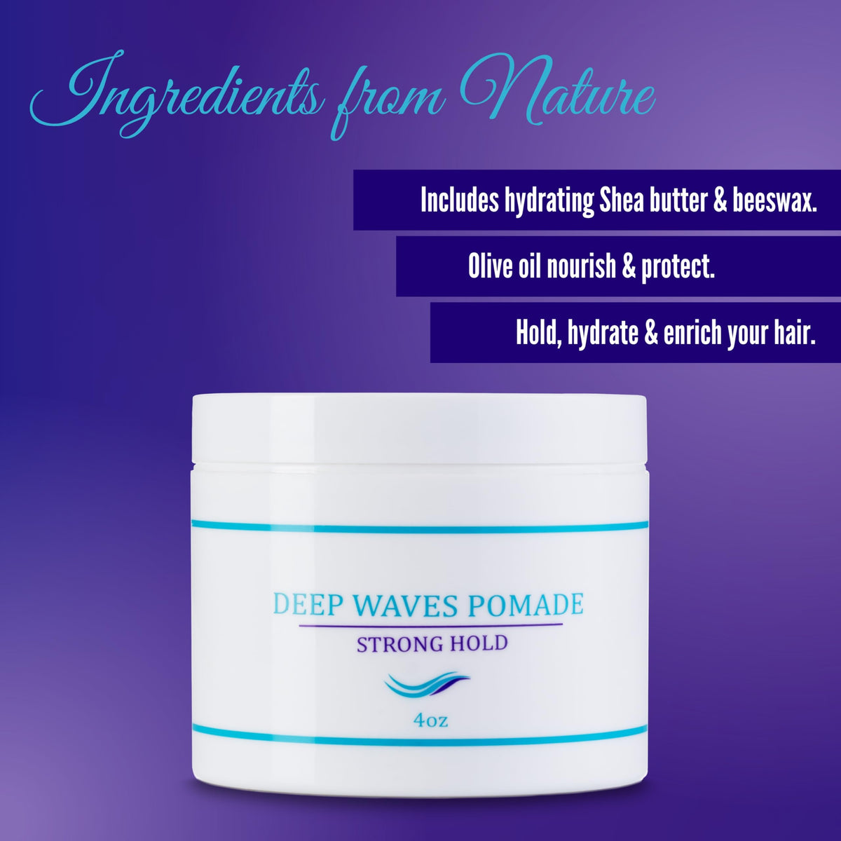 Ocean View pomade next to measuring scale showing 4 oz container for accurate sizing
