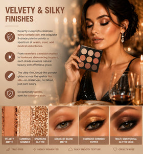 Océane open palette top view displaying nine neutral shades for versatile looks