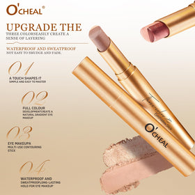 O'CHEAL swatches on arm displaying gradient tones and lasting color payoff