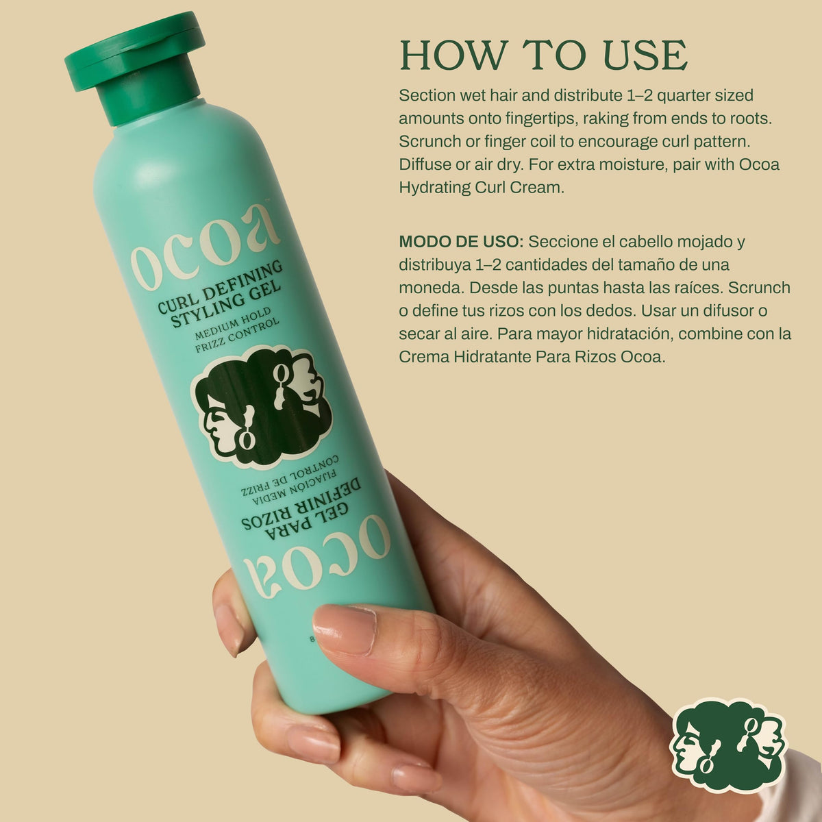 OCOA being diffused on curls illustrating faster drying and lifted volume