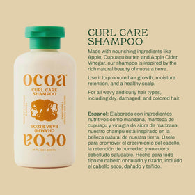 OCOA shampoo texture on palm illustrating creamy slip for detangling