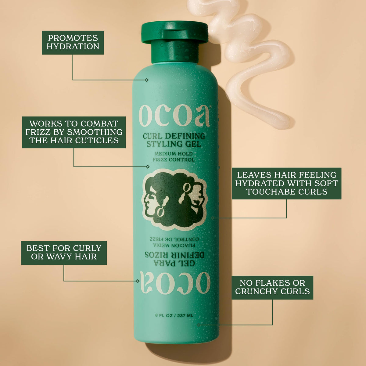 OCOA gel texture in palm demonstrating creamy slip and spreadability