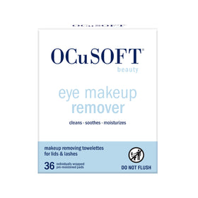 OCuSOFT front packaging showing 36-count pre-moistened towelettes for travel convenience