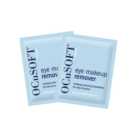 OCuSOFT individually wrapped eye wipe with seal highlighting hygienic portability