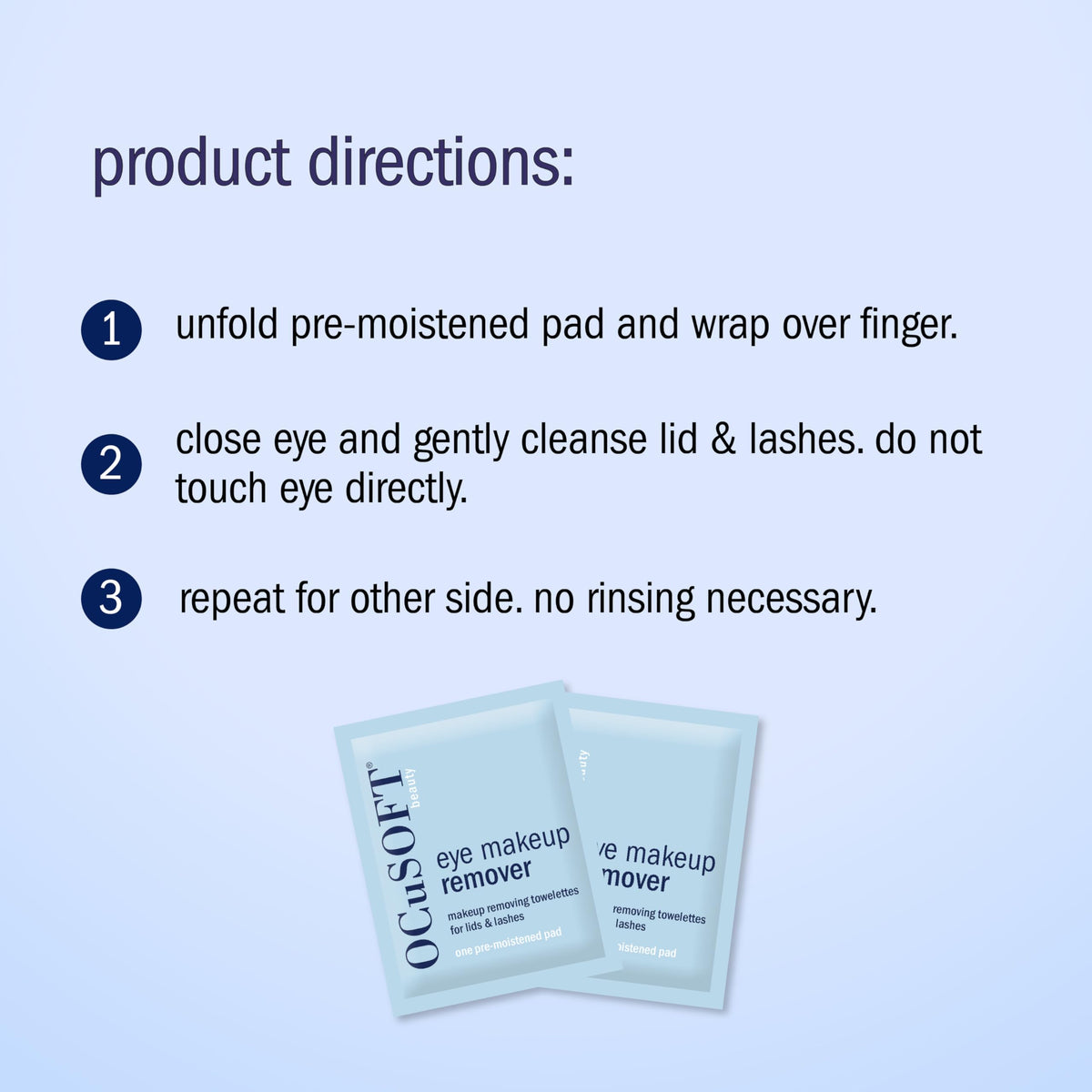 OCuSOFT wipe in use removing mascara from lashes for quick makeup removal benefit