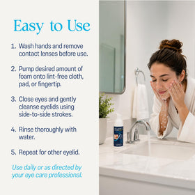 OCuSOFT being applied to closed eyelid for safe removal of oil and makeup