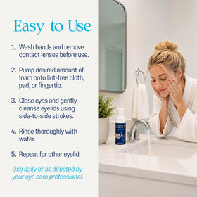 OCuSOFT applied to closed eyelid demonstrating gentle cleansing benefit