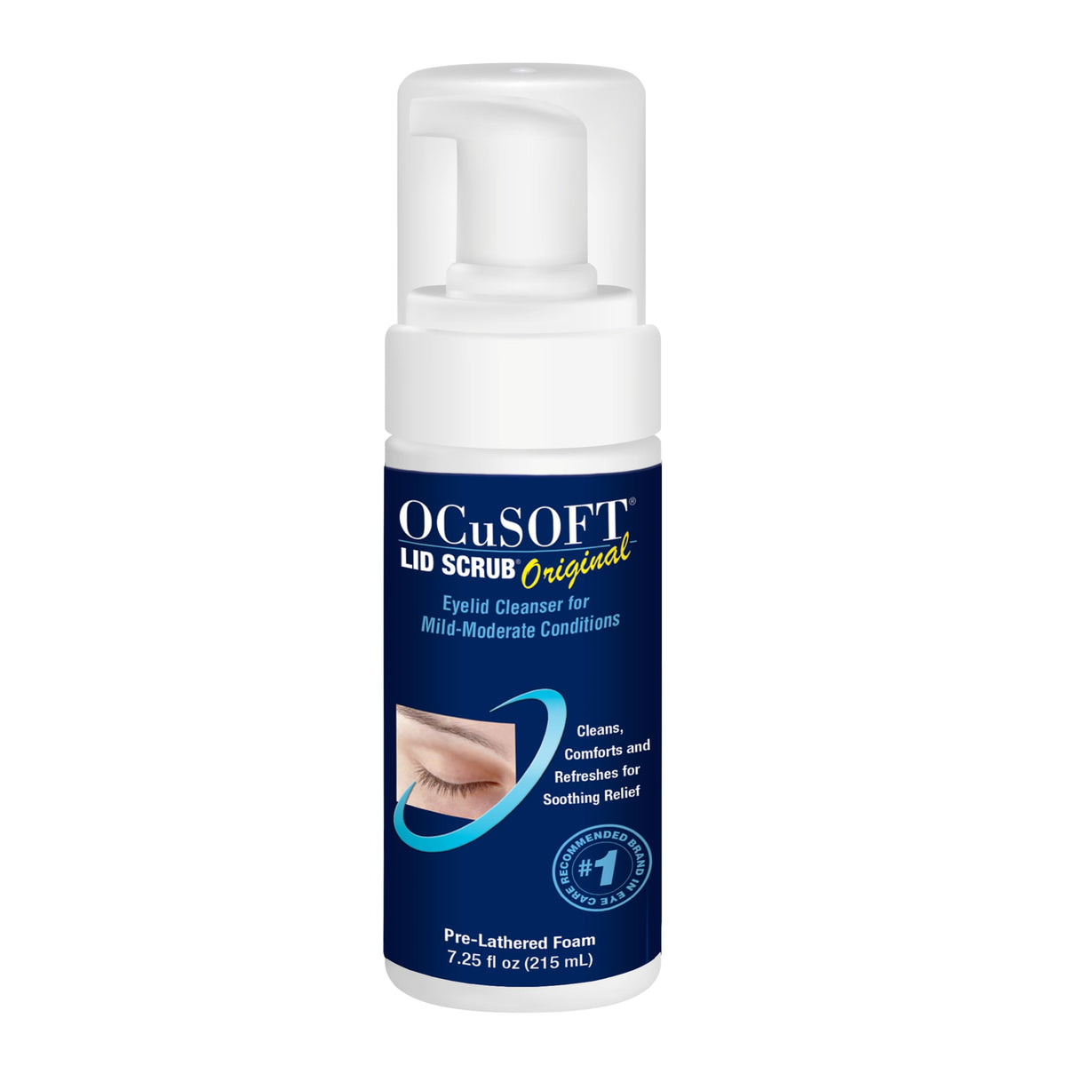 OCuSOFT front pump bottle showing product and easy dispensing benefit