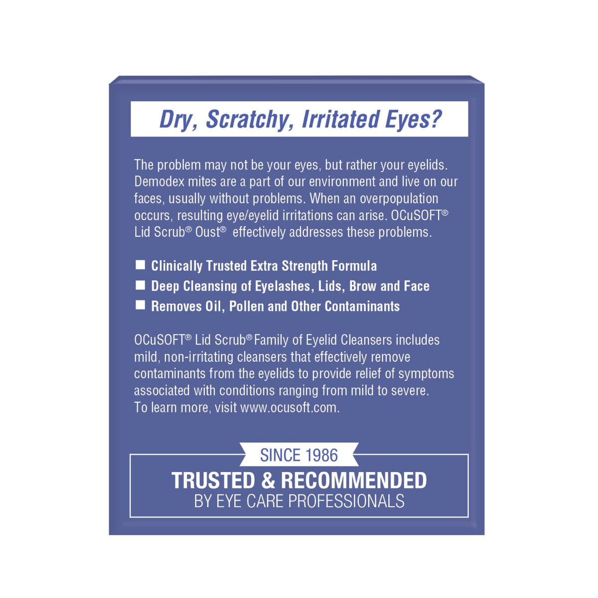 OCuSOFT pad texture close-up revealing soft wipe surface for gentle cleansing