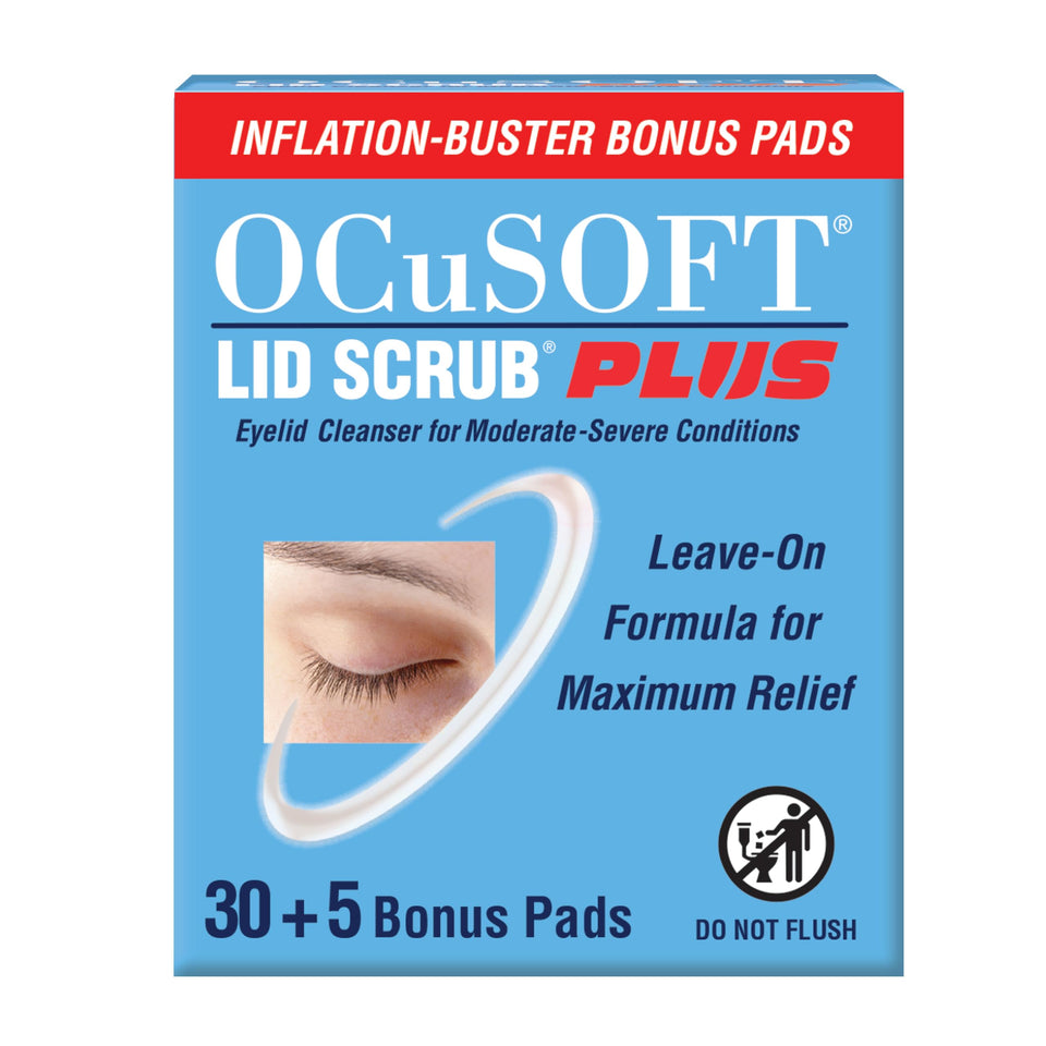 OCuSOFT front packaging showing count and bonus pads for easy storage