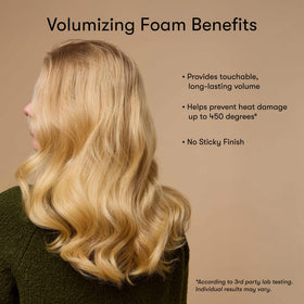 Odele styled hair after blow-dry, showing long-lasting volume